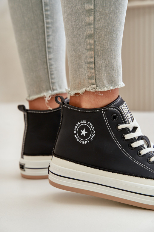 Insulated Women's Sneakers On Platform Eco Leather Big Star OO274062 Black Insulated Women's Sneakers On Platform Eco Leather Big Star OO274062 Black