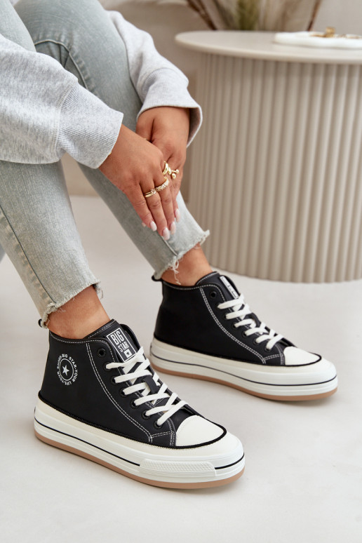 Insulated Women's Sneakers On Platform Eco Leather Big Star OO274062 Black Insulated Women's Sneakers On Platform Eco Leather Big Star OO274062 Black