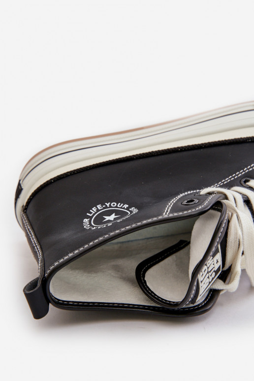 Insulated Women's Sneakers On Platform Eco Leather Big Star OO274062 Black Insulated Women's Sneakers On Platform Eco Leather Big Star OO274062 Black