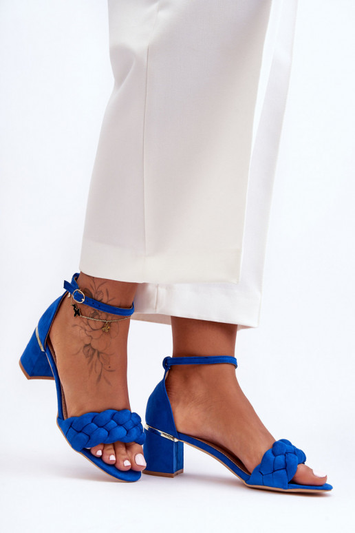 Suede Sandals with Braid Blue Essenza Suede Sandals with Braid Blue Essenza