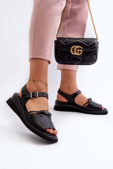 Black Women's Leather Wedge...