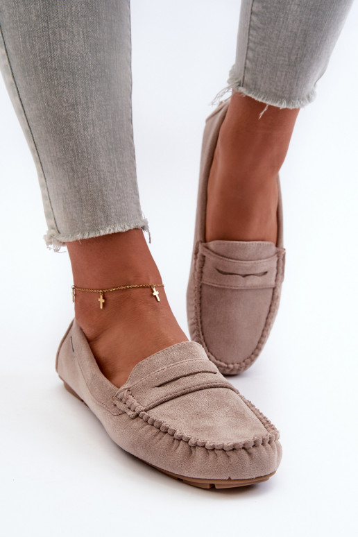 Women's Beige Faux Suede Loafers... Women's Beige Faux Suede Loafers...
