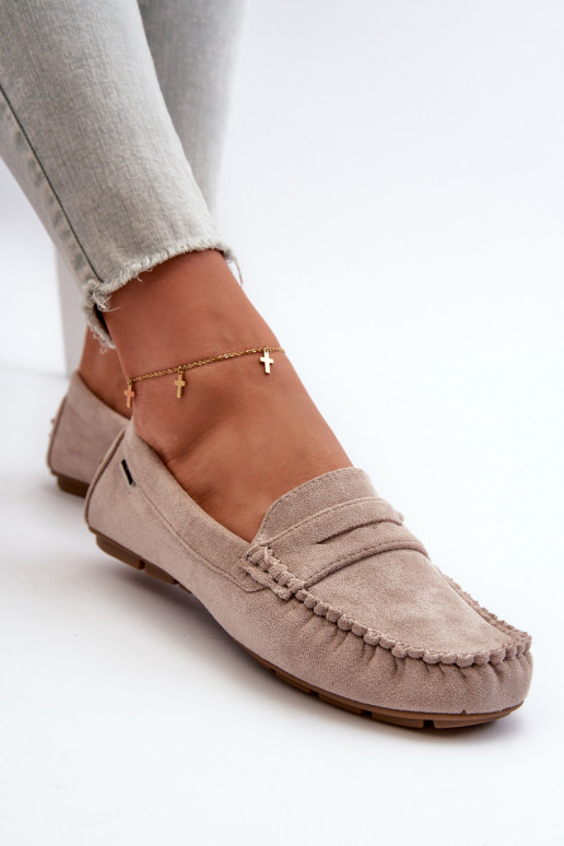Women's Beige Faux Suede Loafers... Women's Beige Faux Suede Loafers...