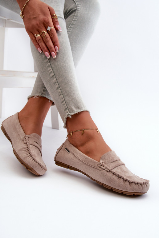 Women's Beige Faux Suede Loafers... Women's Beige Faux Suede Loafers...