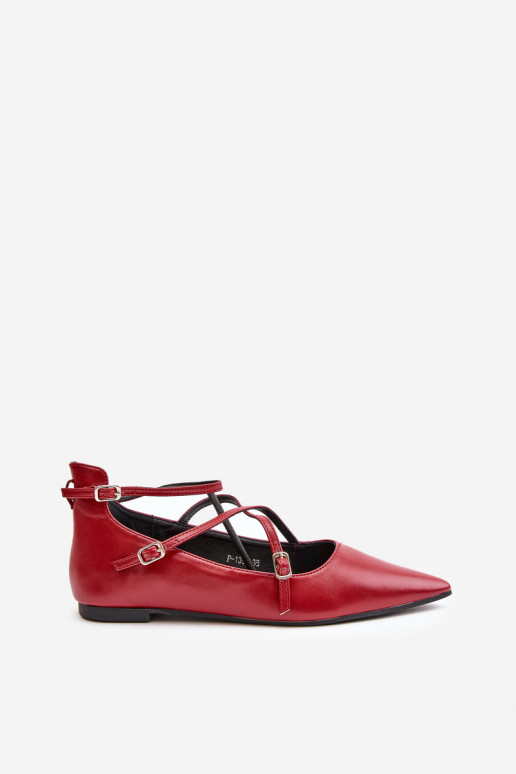 Women's Ballerinas With Pointed Toes And Intertwined Straps Burgundy Violra