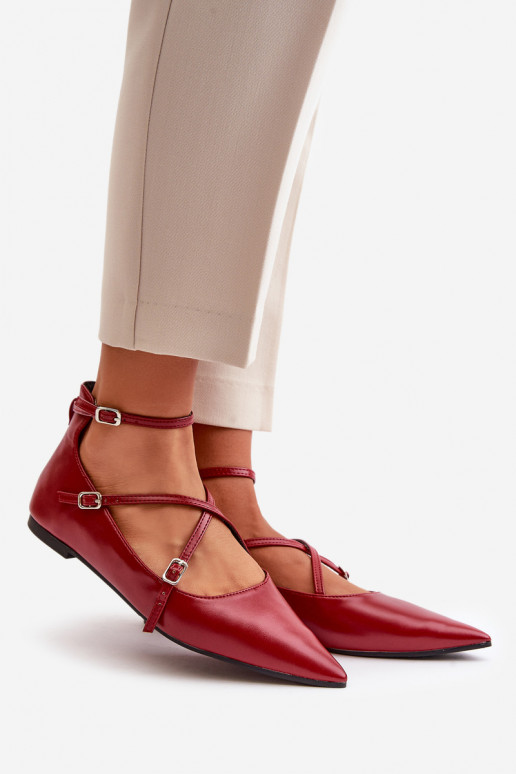 Women's Ballerinas With Pointed Toes And Intertwined Straps Burgundy Violra
