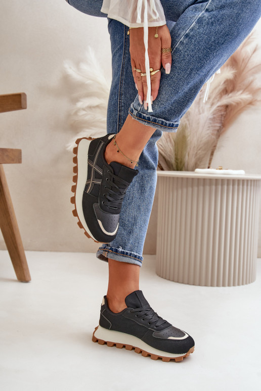 Sneakers Sports Shoes Women's Laced On Platform Black Mialunae Sneakers Sports Shoes Women's Laced On Platform Black Mialunae