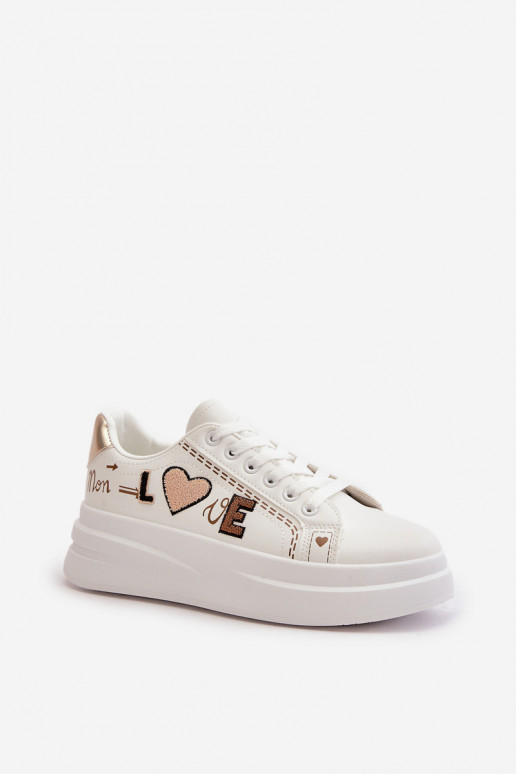 Women's Platform Sneakers With Decorative Writing White Orlian