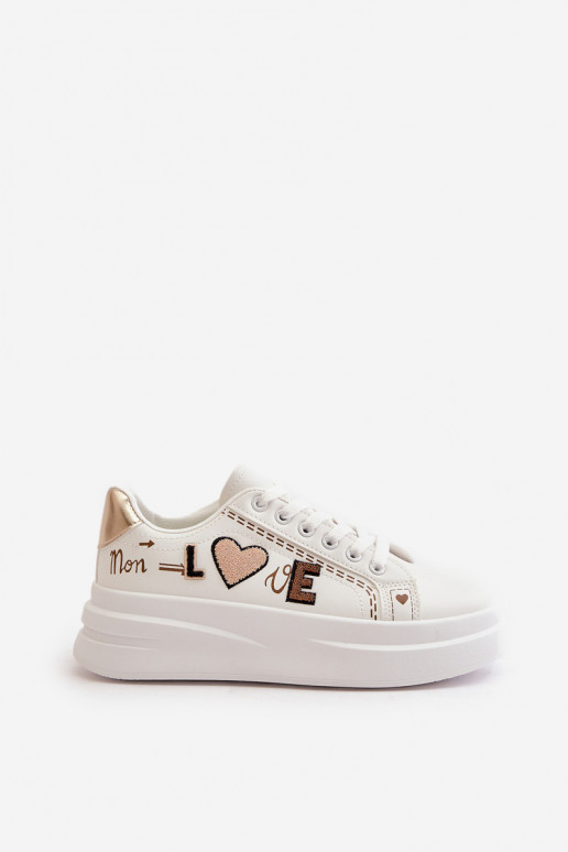 Women's Platform Sneakers With Decorative Writing White Orlian