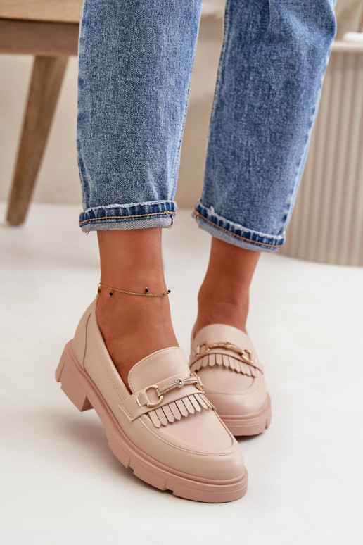 Women's Moccasins With Decoration Eco Leather Beige Tialorae Women's Moccasins With Decoration Eco Leather Beige Tialorae