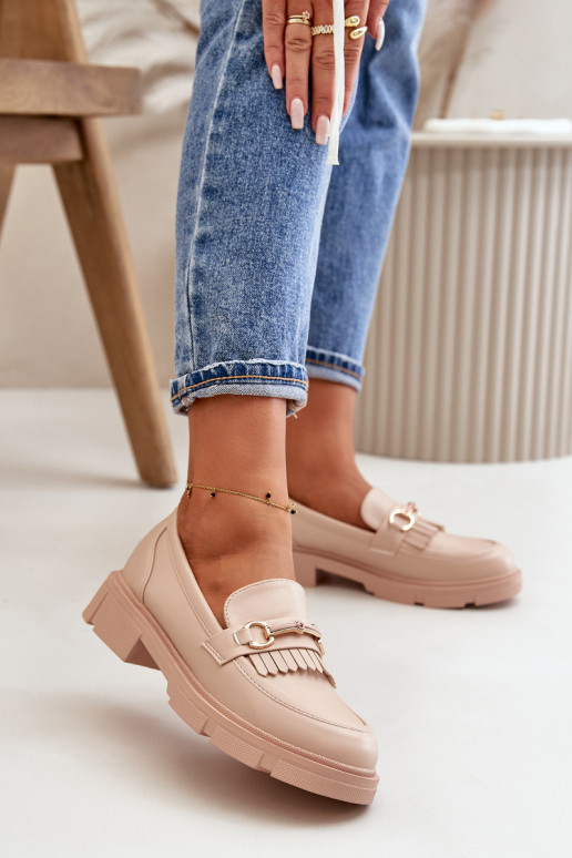 Women's Moccasins With Decoration Eco Leather Beige Tialorae Women's Moccasins With Decoration Eco Leather Beige Tialorae