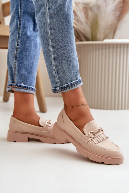 Women's Moccasins With Decoration Eco Leather Beige Tialorae Women's Moccasins With Decoration Eco Leather Beige Tialorae
