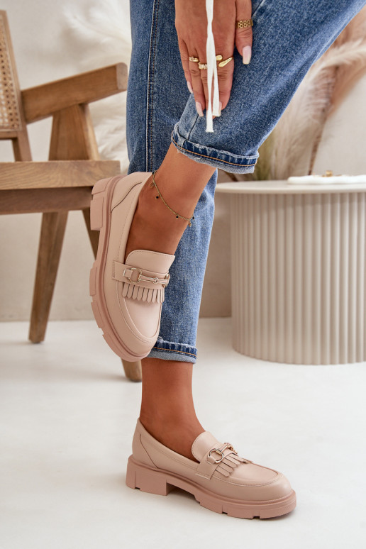Women's Moccasins With Decoration Eco Leather Beige Tialorae Women's Moccasins With Decoration Eco Leather Beige Tialorae