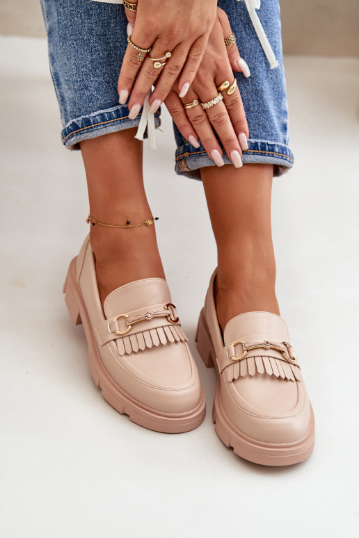 Women's Moccasins With Decoration Eco Leather Beige Tialorae Women's Moccasins With Decoration Eco Leather Beige Tialorae