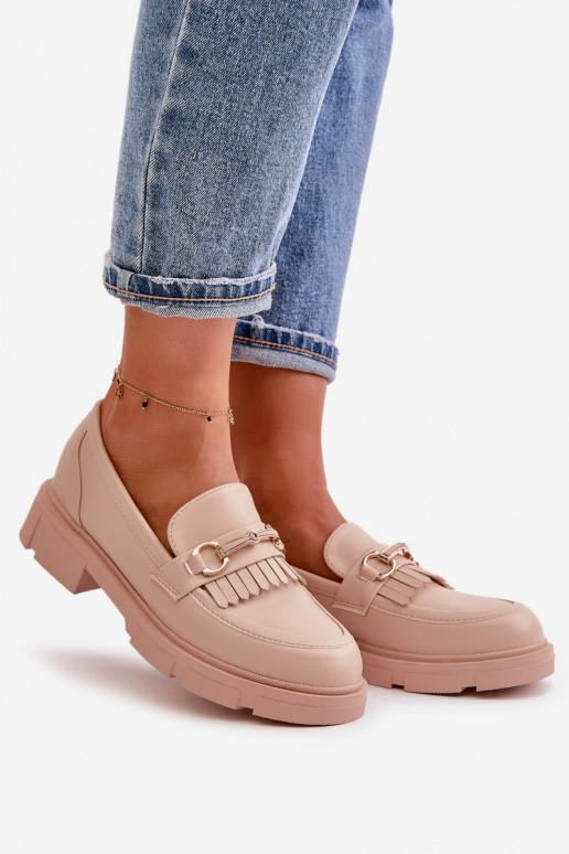 Women's Moccasins With Decoration Eco Leather Beige Tialorae Women's Moccasins With Decoration Eco Leather Beige Tialorae