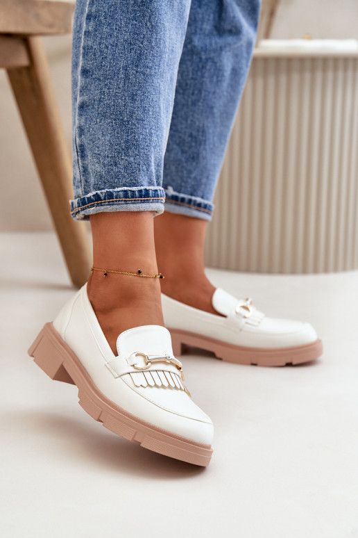 Women's Moccasins With Decoration Eco Leather White Tialorae Women's Moccasins With Decoration Eco Leather White Tialorae