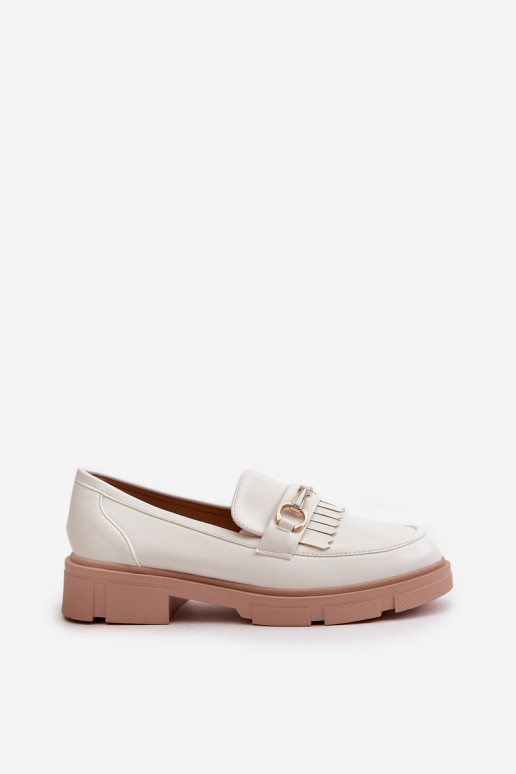Women's Moccasins With Decoration Eco Leather White Tialorae Women's Moccasins With Decoration Eco Leather White Tialorae