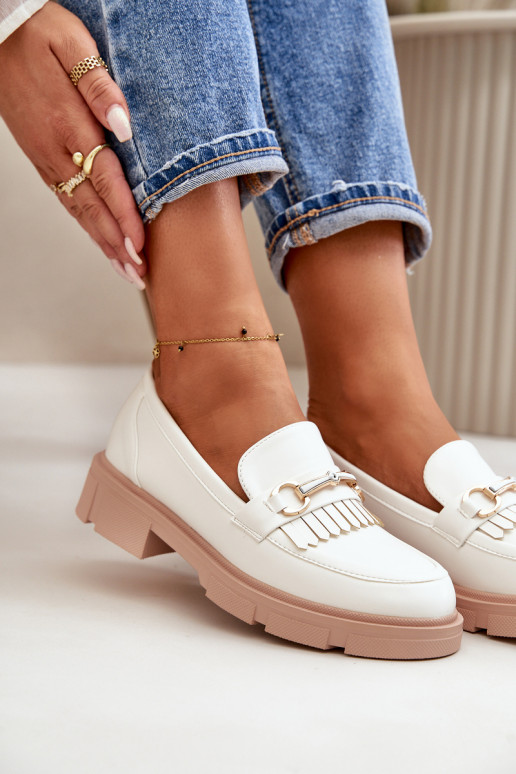 Women's Moccasins With Decoration Eco Leather White Tialorae Women's Moccasins With Decoration Eco Leather White Tialorae