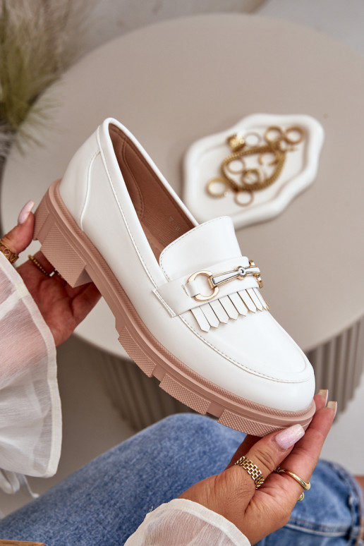 Women's Moccasins With Decoration Eco Leather White Tialorae Women's Moccasins With Decoration Eco Leather White Tialorae