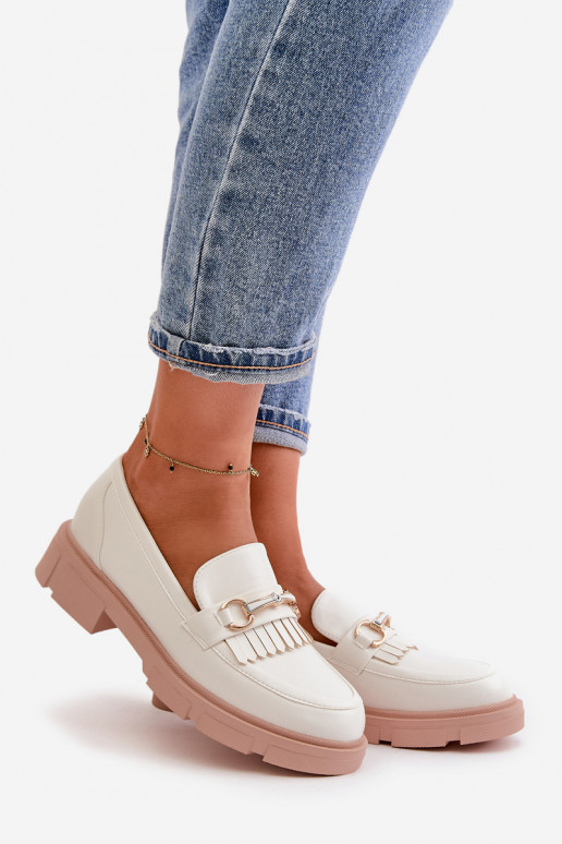 Women's Moccasins With Decoration Eco Leather White Tialorae Women's Moccasins With Decoration Eco Leather White Tialorae