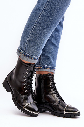 Women's Boots Lu Boo Black Work Boots with Steel Frame Jacksy 2