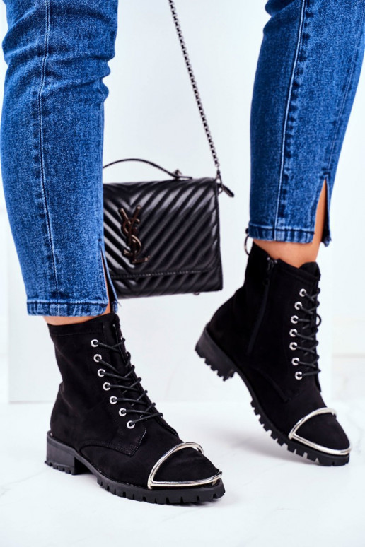 Women's Boots Lu Boo Black Suede Workers with Steel Frame Jacksy Women's Boots Lu Boo Black Suede Workers with Steel Frame Jacksy