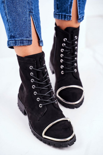 Women's Boots Lu Boo Black Suede Workers with Steel Frame Jacksy 2