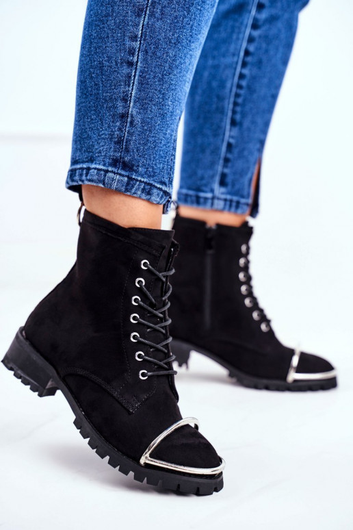 Women's Boots Lu Boo Black Suede Workers with Steel Frame Jacksy Women's Boots Lu Boo Black Suede Workers with Steel Frame Jacksy