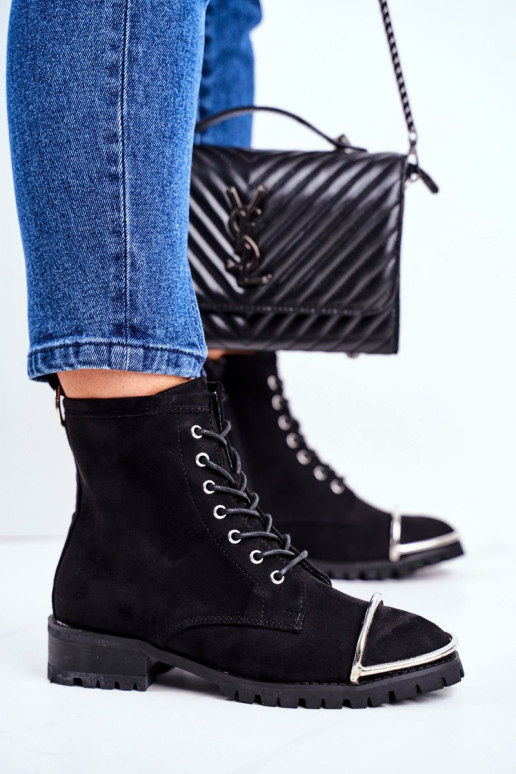 Women's Boots Lu Boo Black Suede Workers with Steel Frame Jacksy Women's Boots Lu Boo Black Suede Workers with Steel Frame Jacksy