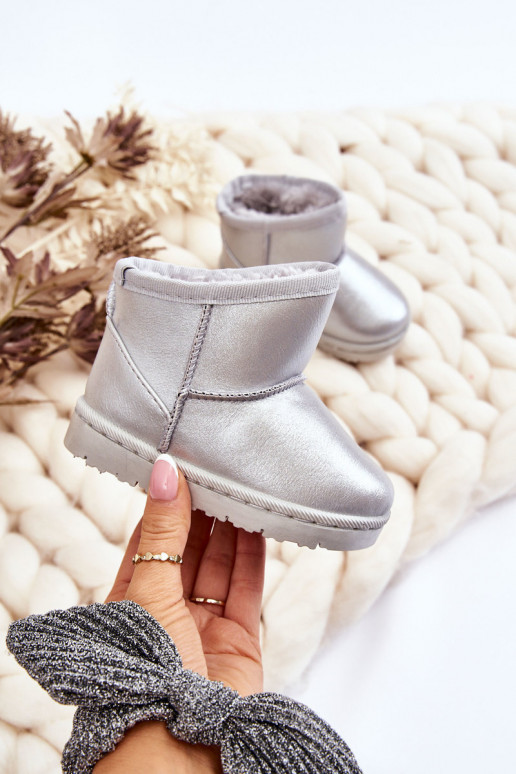 Warm Children's Snow Boots With Fur Silver Scooby