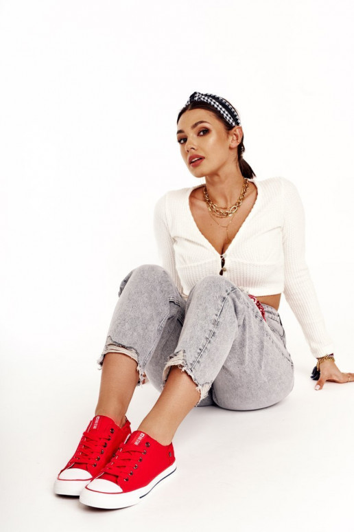 Women's Classic Low Sneakers Big Star DD274339 Red Women's Classic Low Sneakers Big Star DD274339 Red