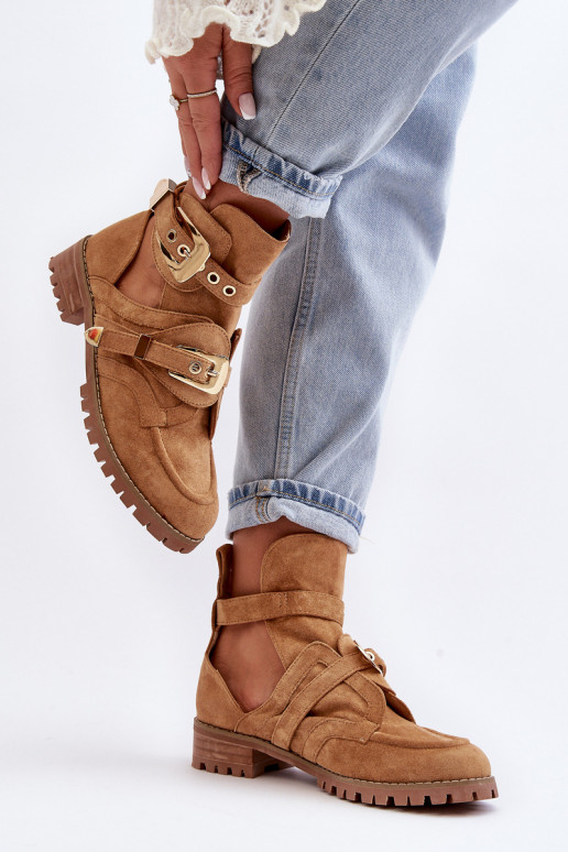 Lu Boo Suede Cutout Boots Camel Rock Girl