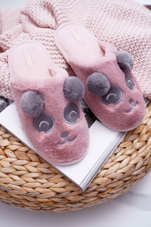Women's Slippers With Fur Panda Dark Pink Fimeo