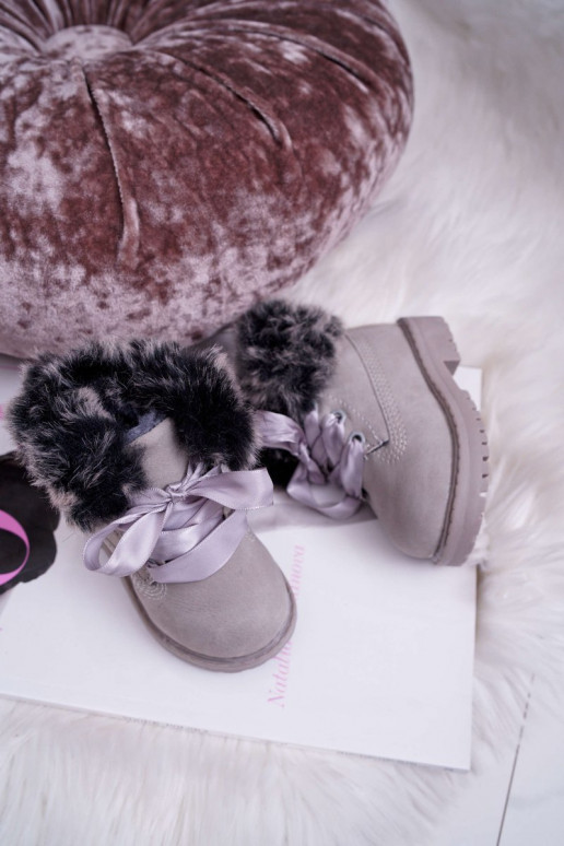 Children's Boots Insulated With Fur Grey Tesoro