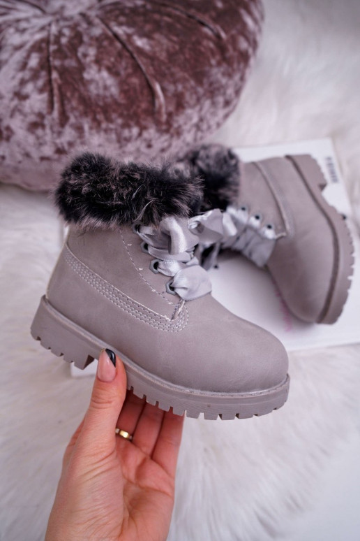 Children's Boots Insulated With Fur Grey Tesoro