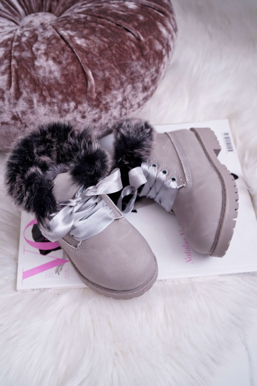 Children's Boots Insulated With Fur Grey Tesoro