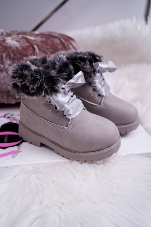 Children's Boots Insulated With Fur Grey Tesoro