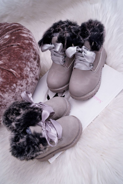Children's Boots Insulated With Fur Grey Tesoro
