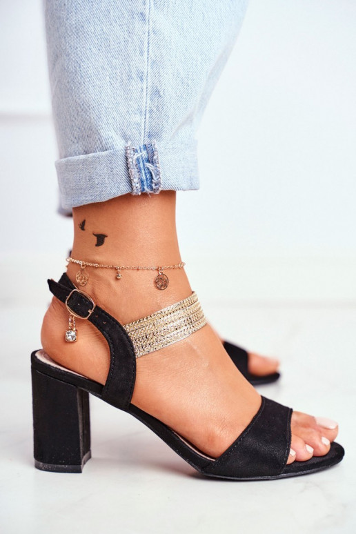 Women's Stiletto Sandals Suede Black Enjoy Women's Stiletto Sandals Suede Black Enjoy