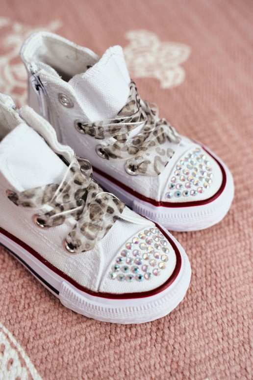 Children's Sneakers With Cubic Zirconia White Smile