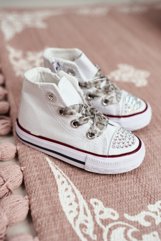 Children's Sneakers With Cubic Zirconia White Smile