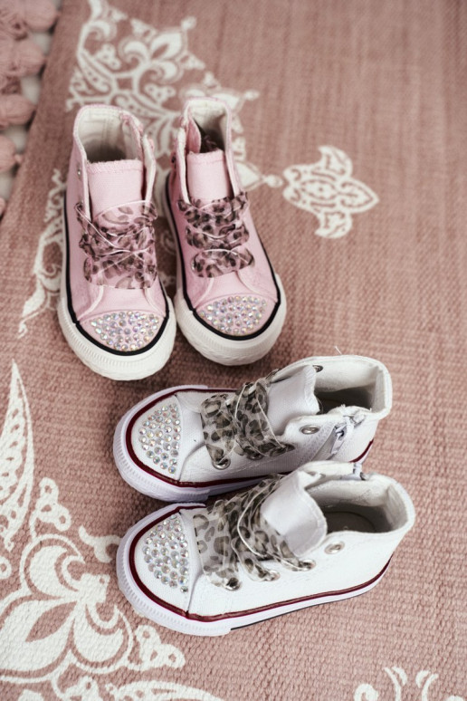 Children's Sneakers With Cubic Zirconia White Smile