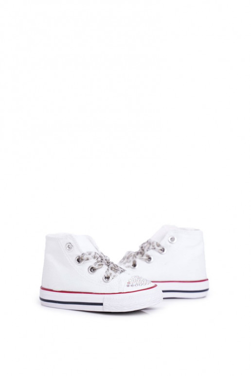 Children's Sneakers With Cubic Zirconia White Smile