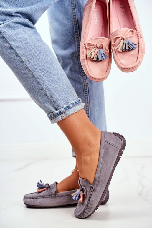 Women s Loafers Suede 20PB35-2003 Grey Donna Mia