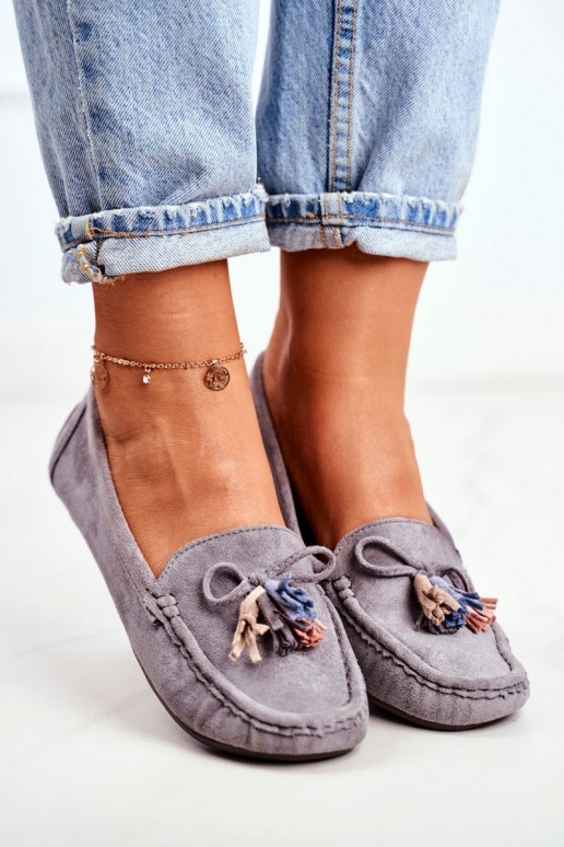 Women s Loafers Suede 20PB35-2003 Grey Donna Mia