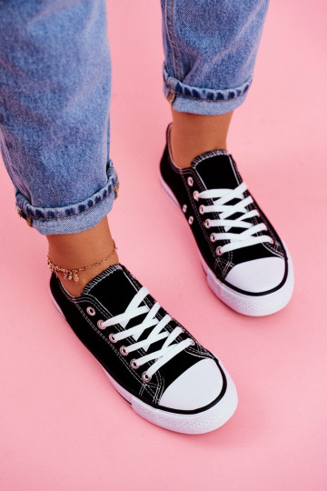 Women's Classic Sneakers Black With White Sole Omerta 2