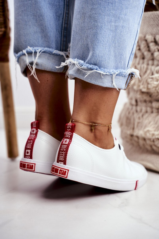 Women's Leather Sneakers Big Sta GG274005 White-Red Women's Leather Sneakers Big Sta GG274005 White-Red