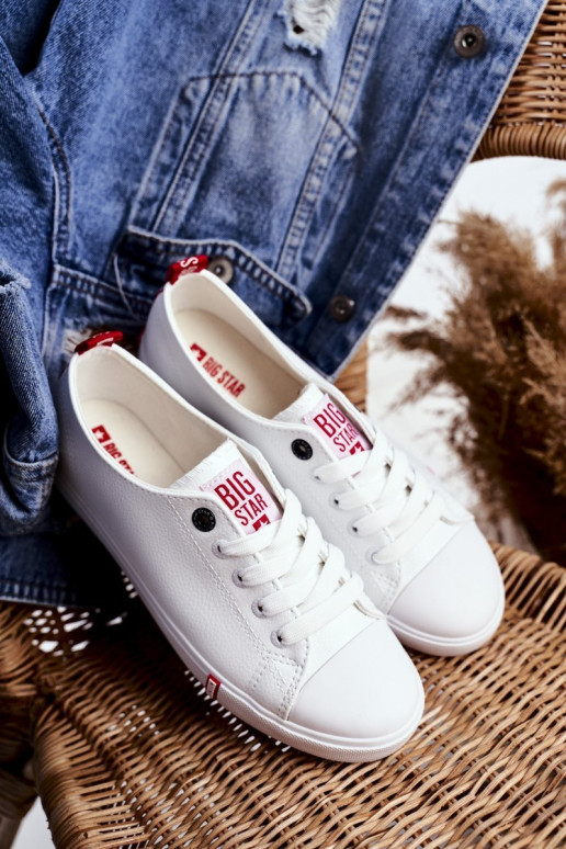 Women's Leather Sneakers Big Sta GG274005 White-Red Women's Leather Sneakers Big Sta GG274005 White-Red