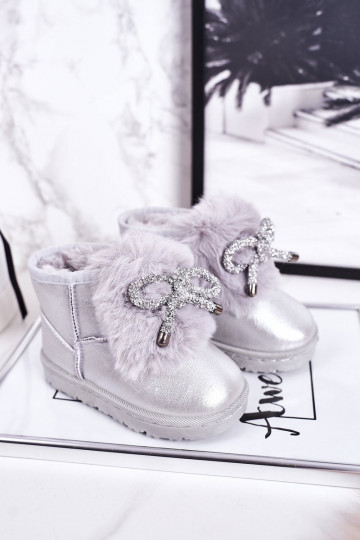 Children's Snow Boots Insulated With Fur Silver Aurora 2
