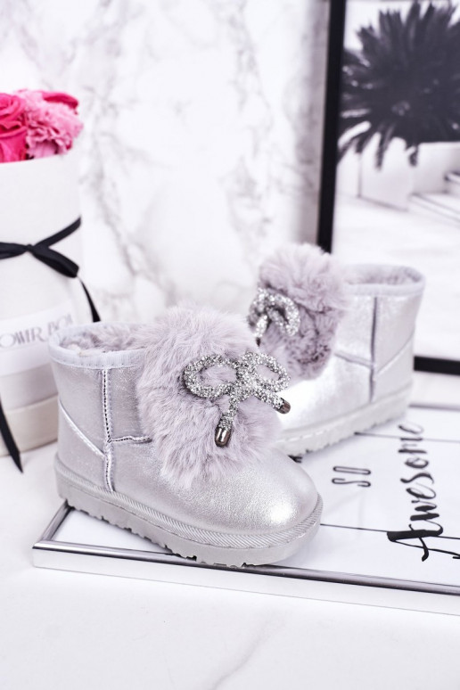 Children's Snow Boots Insulated With Fur Silver Aurora Children's Snow Boots Insulated With Fur Silver Aurora